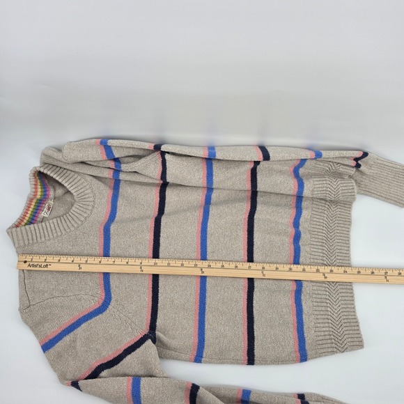 Faherty Brand Women's XL Beige Striped Crewneck Cotton Blend heavy Sweater - Picture 9 of 10